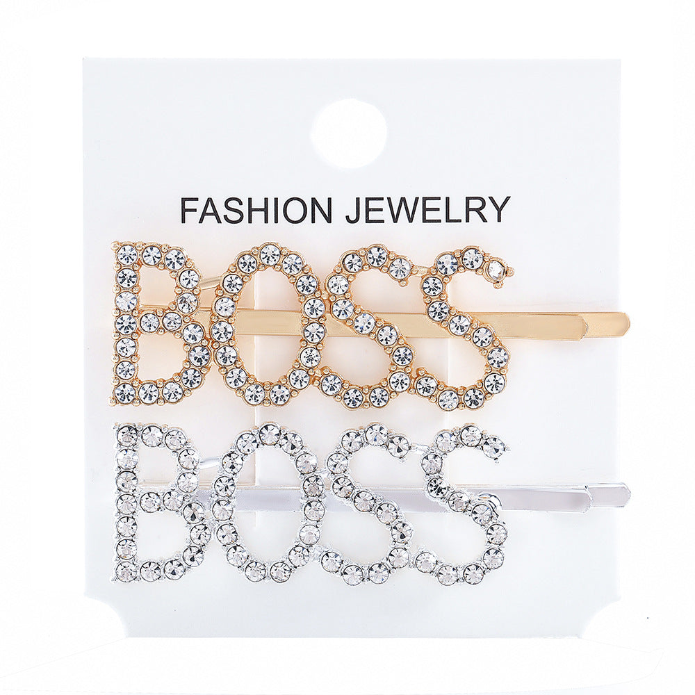 Wholesale Women's Diamond Letter All-match Bangs Hairpin Clip